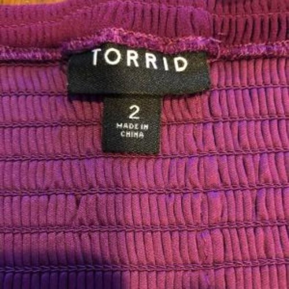 Torrid Tunic PURPLE Chiffon Off SHOULDER - Picture 3 of 4